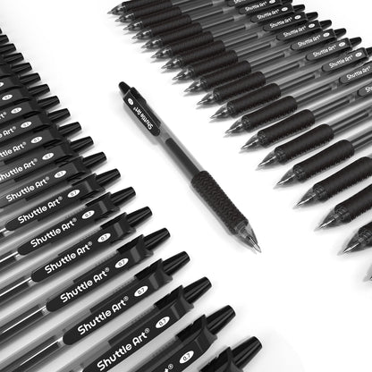 Shuttle Art Black Gel Pens, 48 Pack(20 Pens with 28 Refills) Retractable Medium Point Rollerball Gel Ink Pens Smooth Writing with Comfortable Grip for Office School Home Work