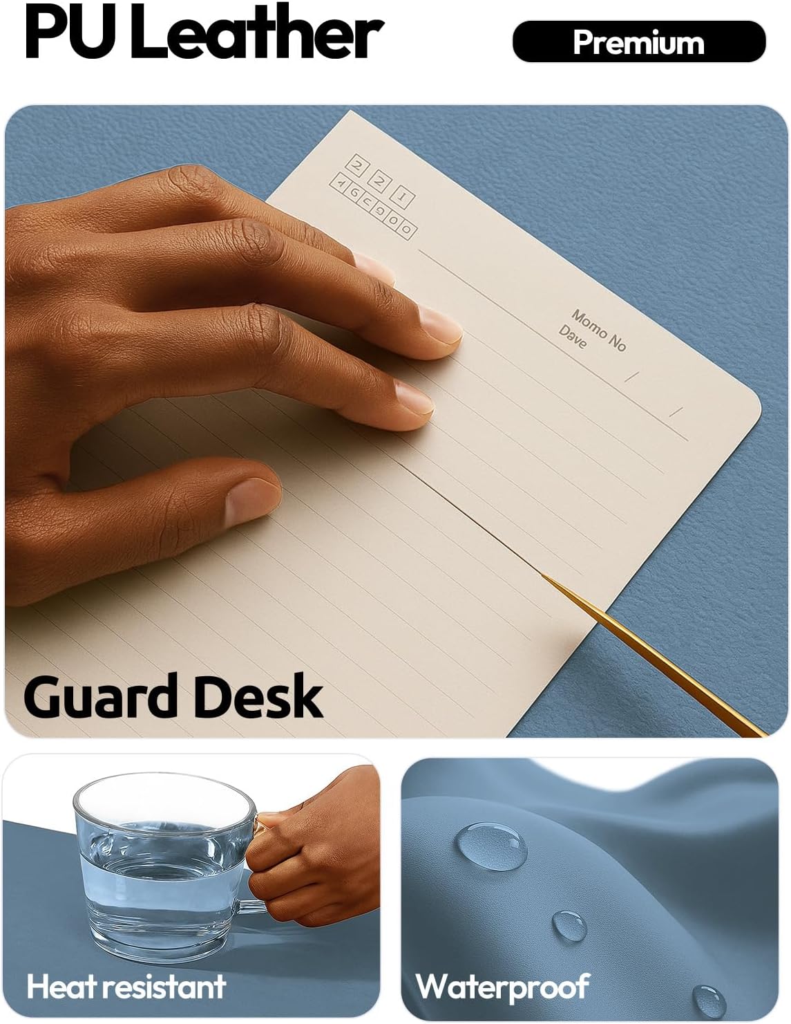 YSAGi Leather Office Desk Pad Protector, Large Mouse Pad, Non-Slip, PU Leather, Laptop Desk Blotter, Waterproof Writing Pad for Office and Home, Black, 23.6" x 13.8" - Colors A