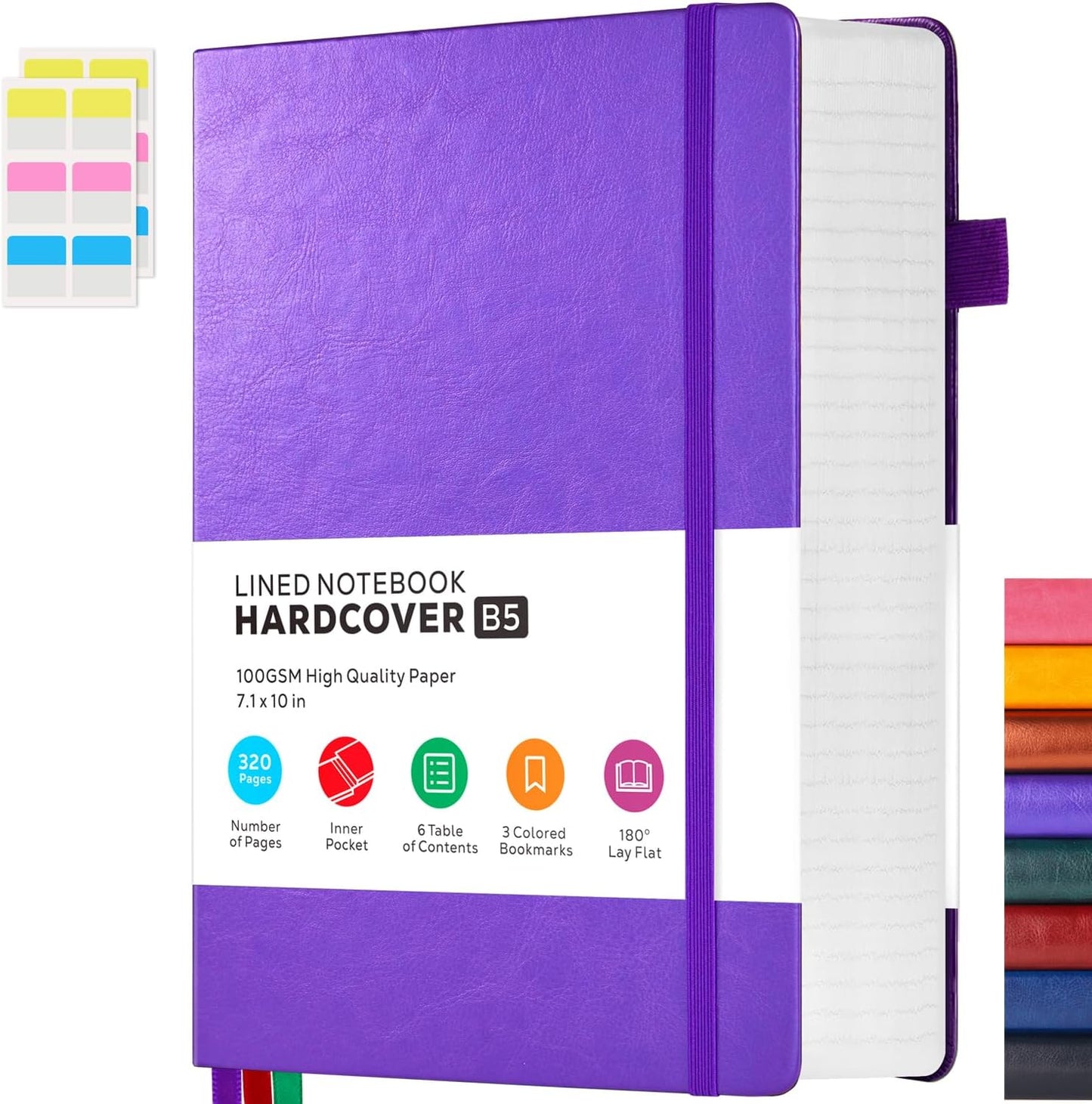 Hardcover Lined Notebook Journal for Writing, 320 Pages Leather Thick College Ruled Notebook Journal with 100GSM Paper, A5 (5.7'' X 8.4'') Daily Journal for Women Men Work Organization, Black