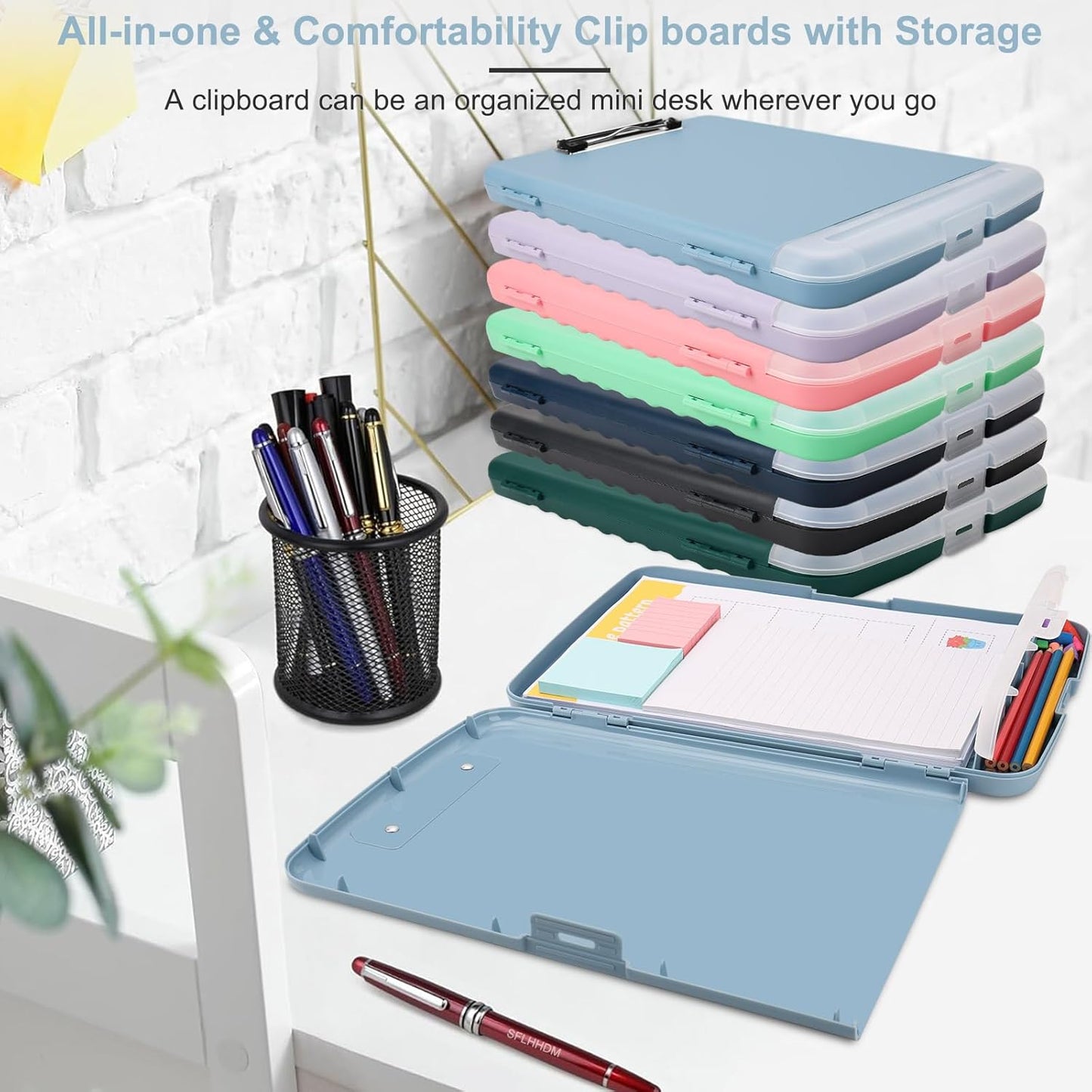 SFLHHDM Purple Clipboard, Clip Boards 8.5x11, Teacher Clipboards with Storage, Plastic Clipboard with Pen Holder, Clipboards Storage for Women Teachers Work, School & Office Supplies