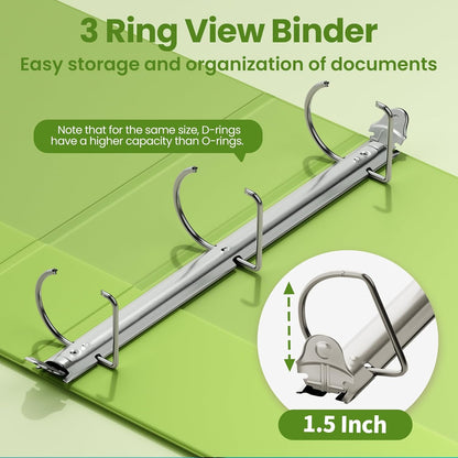SUNEE 3 Ring Binder 2 Inch, Clear View Binder Three Ring PVC-Free (Fit 8.5x11 Inches) for School or Office Supplies, Light Purple, 1 Pack