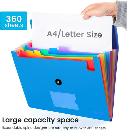 13 Pocket Expanding File Folder Accordian File Organizer, A4 Letter Size Paper Document Receipt Holder for School Office Supplies, Black