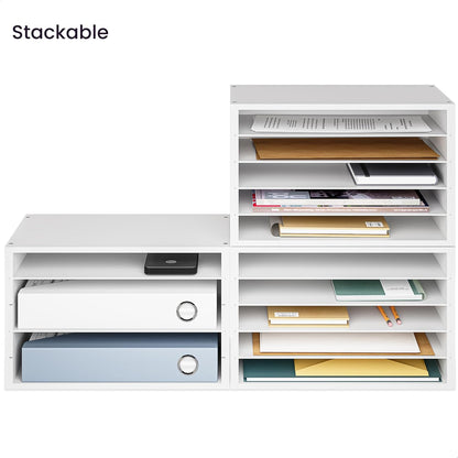 Ballucci 4-Tier Paper Organizer for Desk, Stackable Tray, Desk Storage Organizer Shelves, Stacking Letter Paper Tray Sorter for Classroom Office, Black