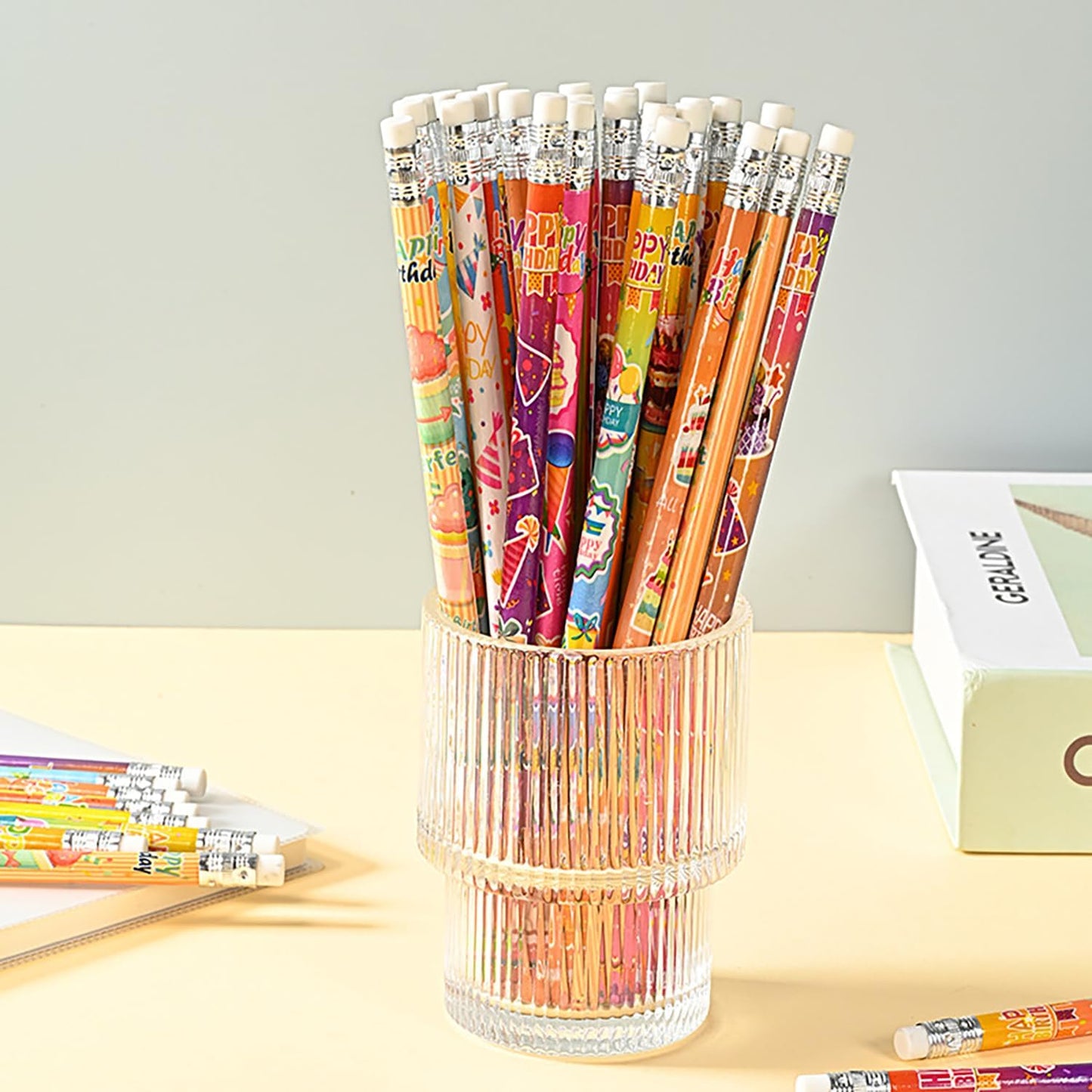48 pcs Flowers Pencils with Eraser Wood Pencils Bulk for Writing and Drawing (Flowers, 48)