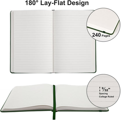 Comix 6 Pack Lined Journal Notebooks for Work, 240 Pages, 5.5"x8.3", Black, Hardcover, A5 Medium College Ruled, Journaling Notebooks for Notes-Taking, Fits for Office School Home