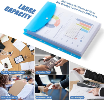Plastic File Folders, Waterproof Transparent Expandable File Organiser, Portable Large Capacity A4B4 File Wallet for Office Business School (7 Pack)