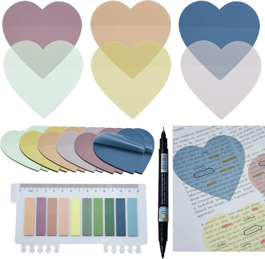 YOUDEFUL 1600pcs Translucent Sticky Note Tabs, Morandi Page Markers for Annotating Books,Repositionable Book Flags Tabs Strip with Binders, Clear Sticky Notes,Page Tabs,Index Tabs