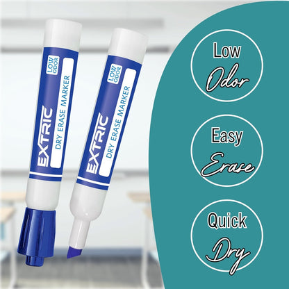 EXTRIC Black Dry Erase Markers, 12 Count Whiteboard Markers Chisel Tip, White Board Marker Dry Erase, Low Odor Chisel Tip Erasable Markers