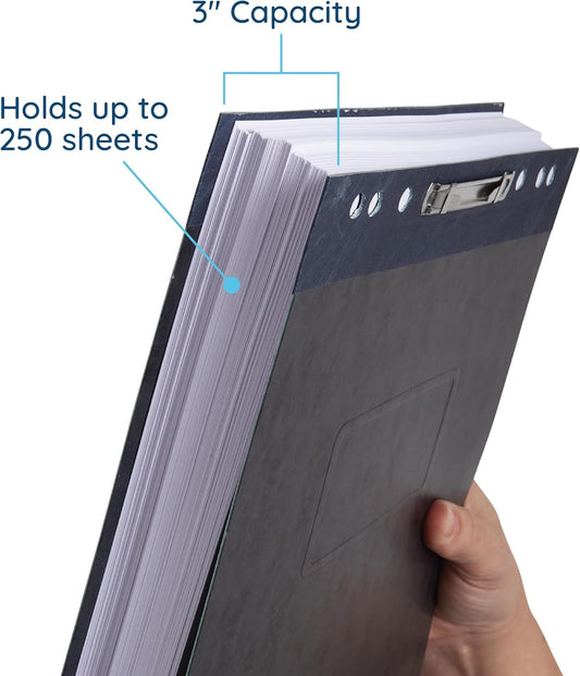 25 Blue Summit Supplies Report Covers with Sliding Bar Fastener - Black Pressboard Report Covers, Letter Size, Durable 2'' Capacity Business Report Covers
