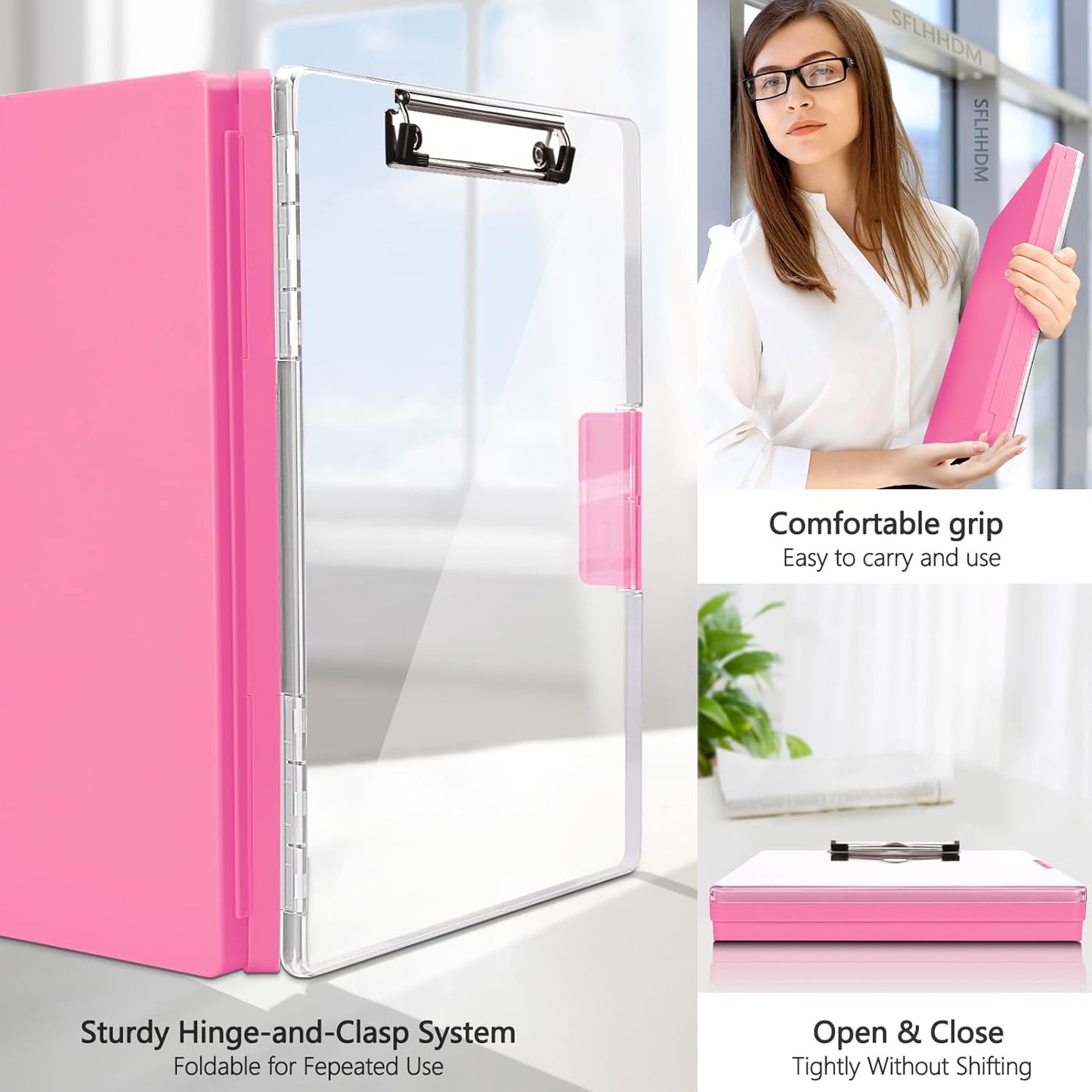SFLHHDM Clipboard with Storage,Heavy Duty Clip Boards 8.5x11 with 2 Storage Case,Clear Visible Panel Storage Clipboards,Side Opening Nursing Clipboard Folder for Office Supplies-Light Purple