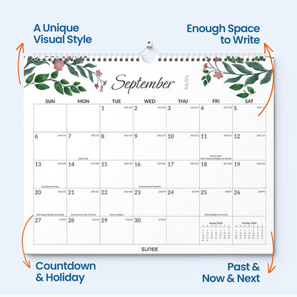 SUNEE Wall Calendar 2026 21 Months Apr. 2026 - Dec. 2027, 14.5"x11.5" Big Grid Hanging Calendar with Note for Organizing & Planning, Monthly Calendar 2026-2027 with Last Month and Next Month, White