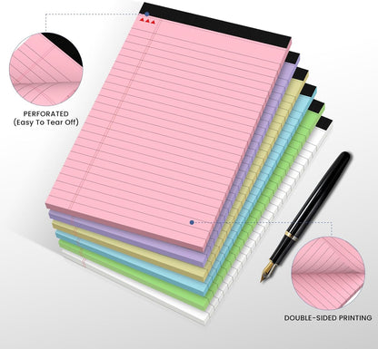 12 Pack Notepads 5x8, Small Legal Pads Narrow College Ruled, 30 Sheets/Pack, Perforated Notebook - White Note Pads for School, Memo, Note Taking, Teacher & Office Supplies, Writing Pads of Paper