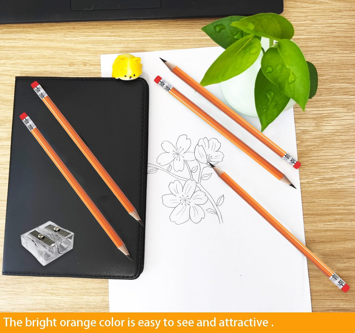 Adhere 25pcs Woodcase Pencils with Eraser Premium Pre-Sharpened Hexagon Graphite 2B pencils ideal for home, office writing including a Free Sharpener(Pink・25pcs)