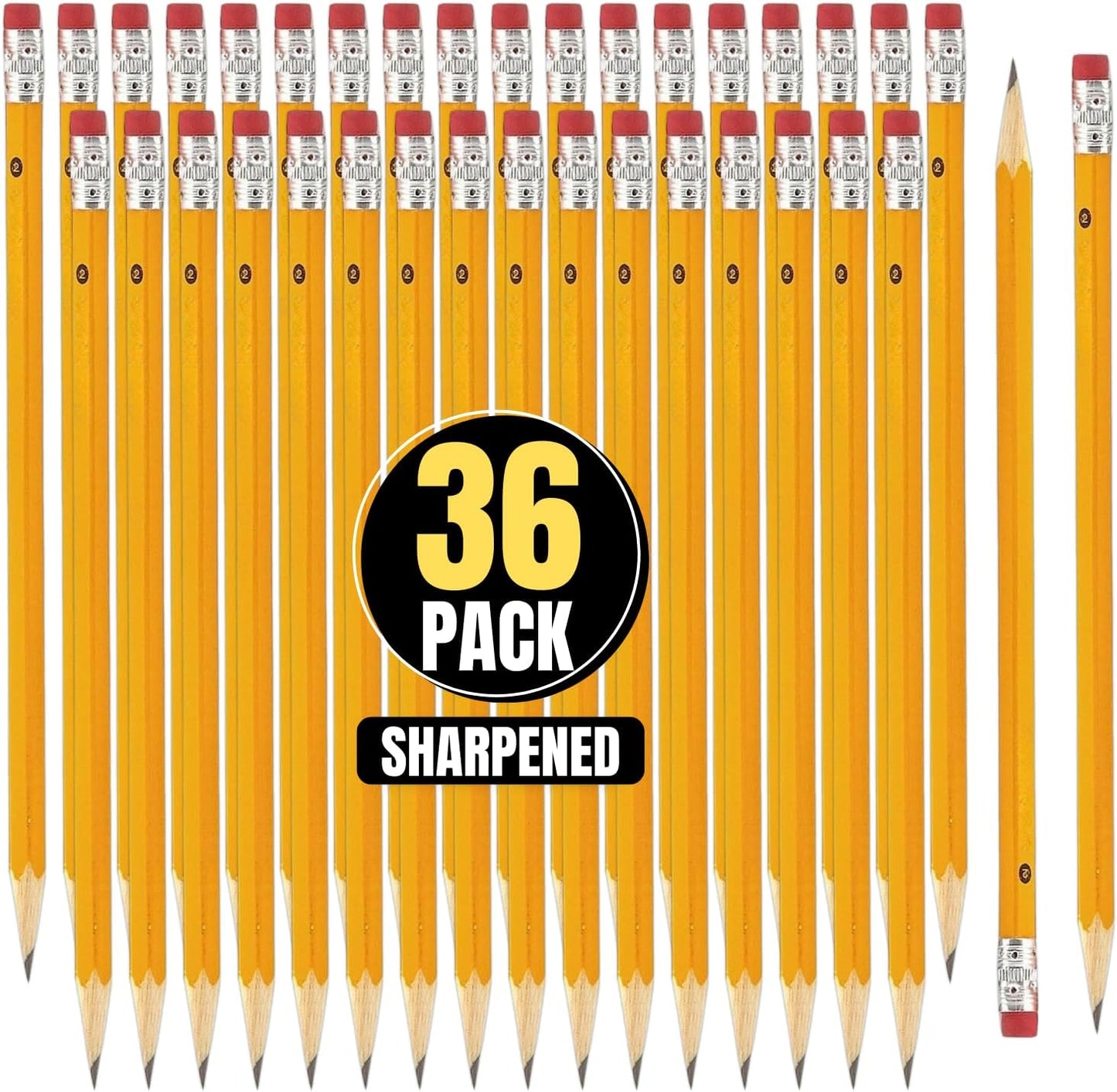 1InTheOffice Lead pencils, Wooden Pencils, Woodcase Pencil HB #2, Yellow Barrel, 36 Pack