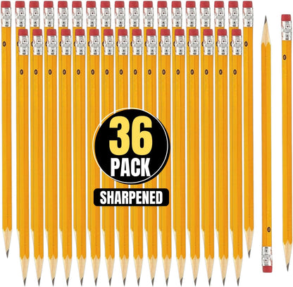 1InTheOffice Lead pencils, Wooden Pencils, Woodcase Pencil HB #2, Yellow Barrel, 36 Pack