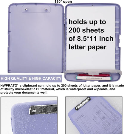 HWPRATO Clipboards Organizer Clipboard with Storage Nursing Clipboard Foldable File Folder Plastic Folio with Storage Case for Teacher,Kids,Doctor,Offices (Retro Blue)