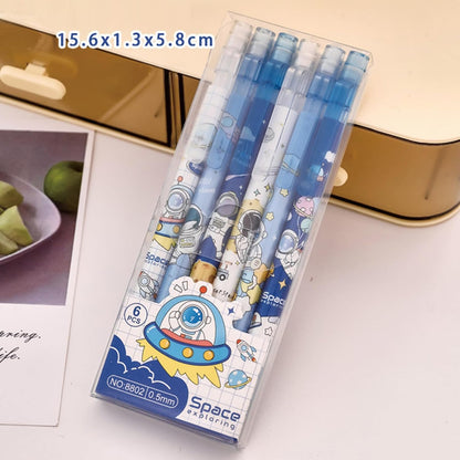 MOZXIRZ 4 Pcs Cute Mechanical Pencils with Top Eraser 0.5mm Cartoon Space Mechanical Pencil School Pencil for Women (6pcs Space)