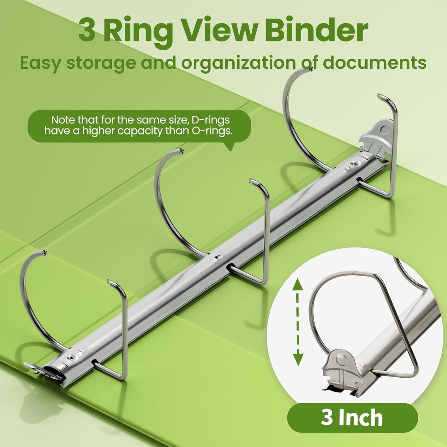SUNEE 3 Ring Binder 2 Inch, Clear View Binder Three Ring PVC-Free (Fit 8.5x11 Inches) for School or Office Supplies, Light Purple, 1 Pack