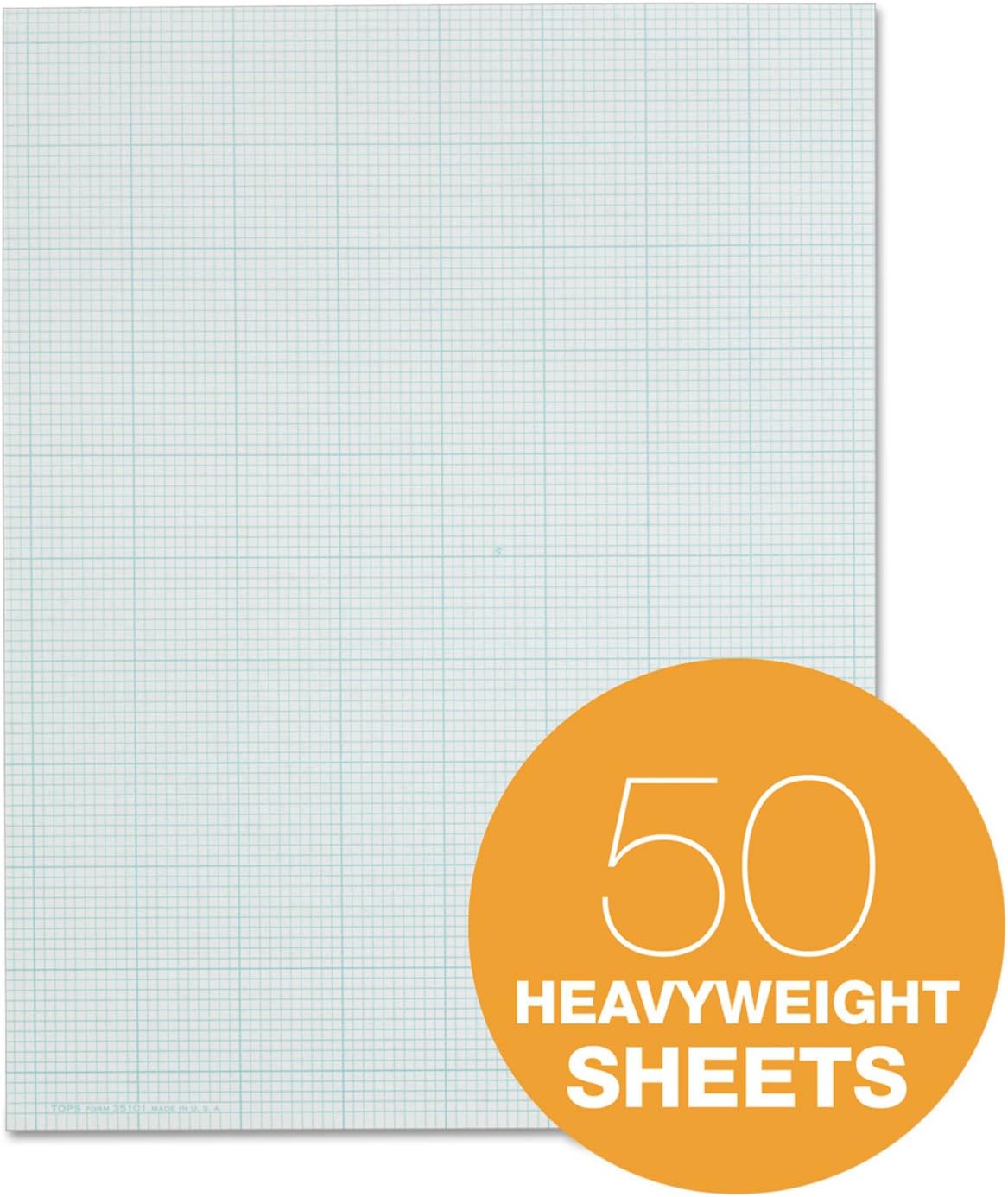 TOPS Cross-Section Pads, 8-1/2" x 11", Glue Top, Graph Rule (10 x 10), 50 Sheets (35101)