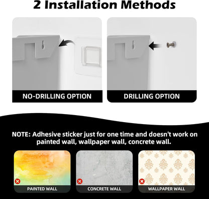 YOHOM No Drilling File Holder Wall Mails Magazines Organizer Adhesive Door Mount, Single Pocket(WHITE, 1 PCS)