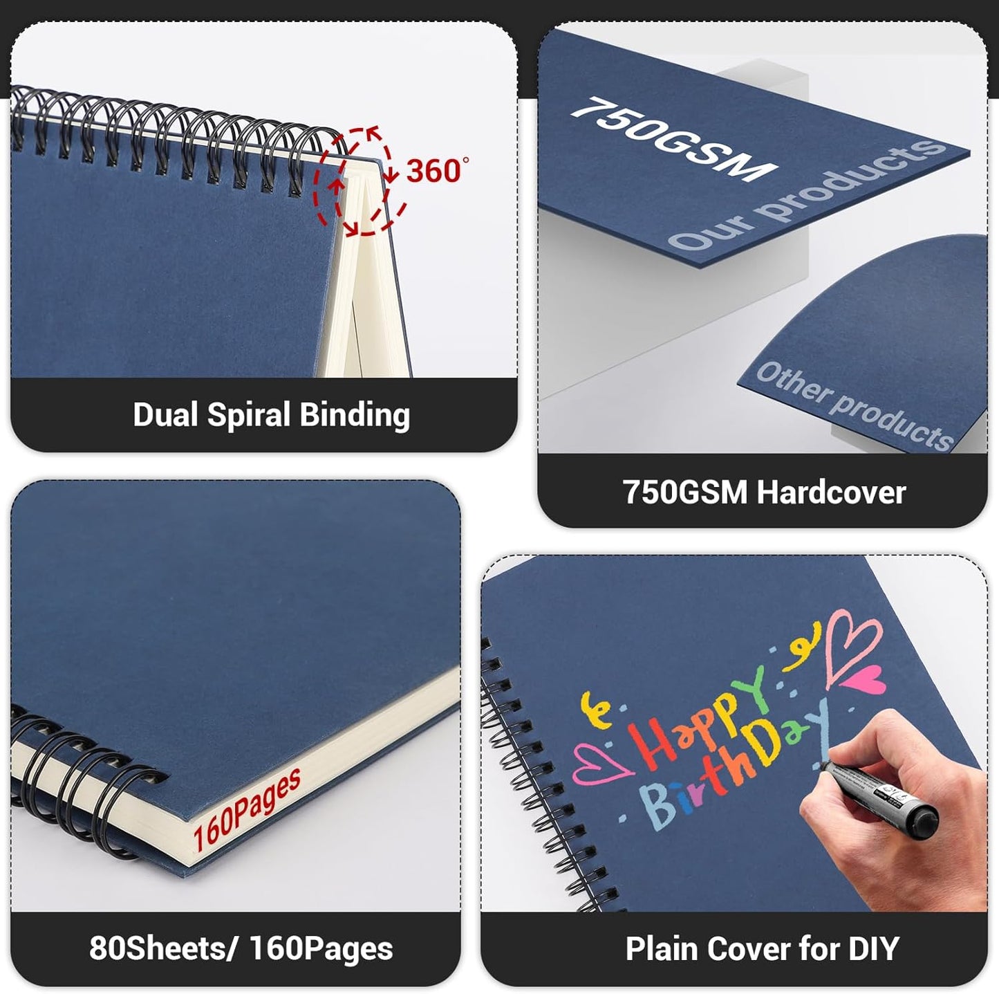 EUSOAR Spiral Lined Notebook, A5 3packs 5.5"X8.3" 120 Pages Lined Travel Notebooks Journal, Memo Notepad Sketchbook, Students College Office Business Diary Ruled Spiral Book Journal-3Colors Covers