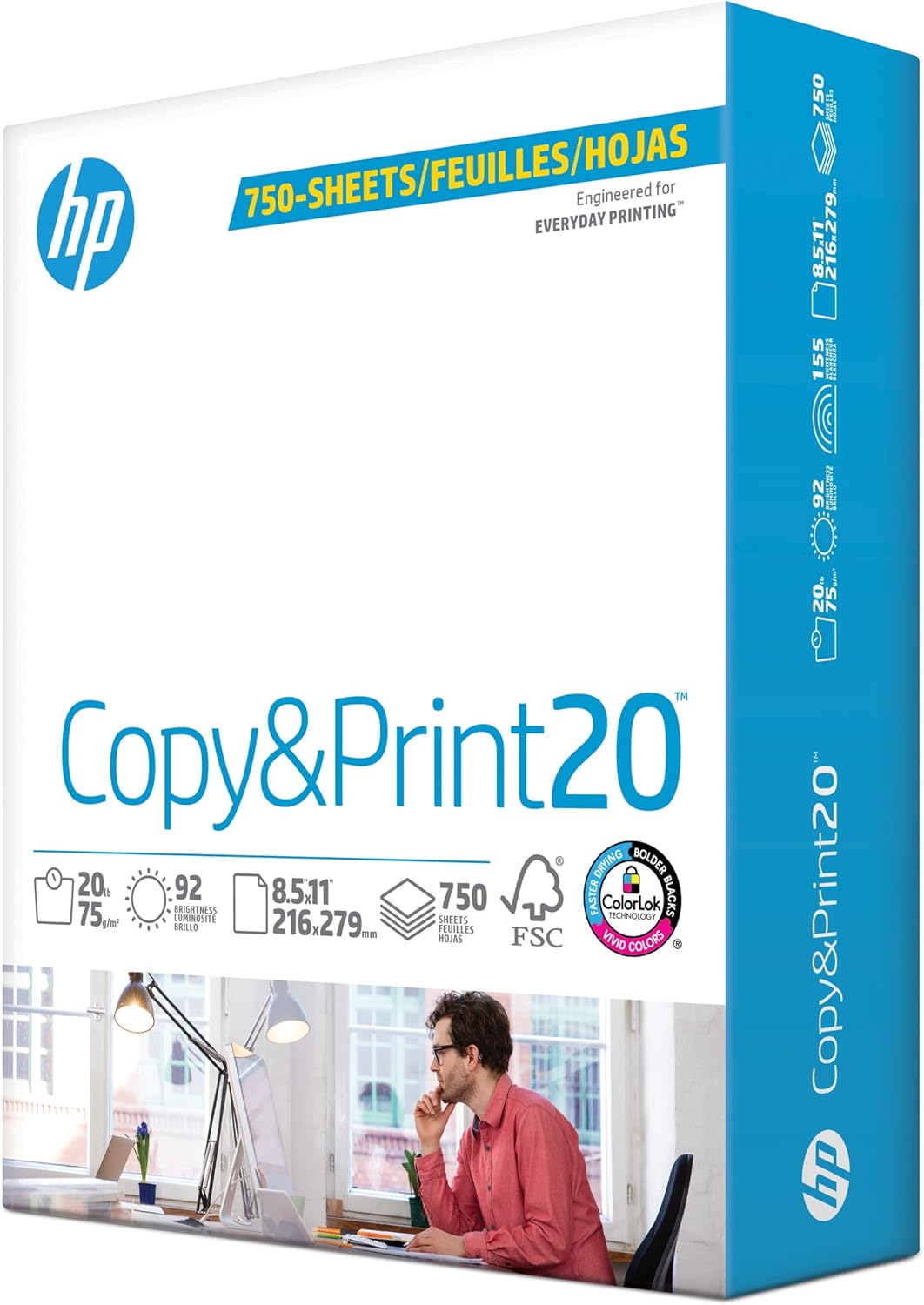 HP Printer Paper | 8.5 x 11 Paper | Copy &Print 20 lb | 1 Ream Case - 500 Sheets| 92 Bright | FSC Certified | 200060