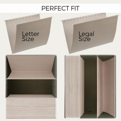 ZICOTO Decorative File Organizer Box Set of 2 - Collapsible Linen Filing Cabinets with Handles Are Perfect to Store All Your Documents & Hanging File Folders - Portable Easy Slide Crates with Lid