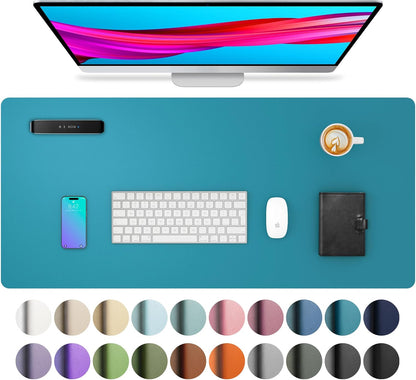 Aothia Leather Office Desk Pad Protector, Non-Slip PU Leather Desk Blotter, Waterproof Laptop Writing Mouse Pad for Office and Home, Black, 31.5" x 15.7" - Colors A