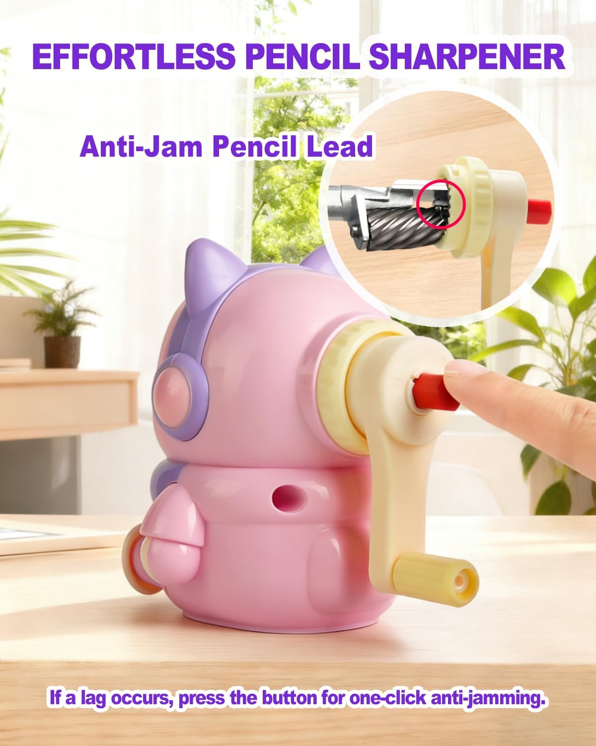 Pencil Sharpener Manual 5 Thickness Adjustable & Self-Feed Hand Crank Desktop Portable Pencil Sharpener for 7.0-8mm Pencil Nibs Classroom Home and Office Artists