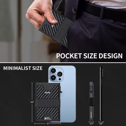 SEMORID Slim Aluminum Card Holder Wallet for Men, Durable Expandable Backplate, RFID Blocking Minimalist Metal Pop Up Wallet, Holds 12+ Cards Plus Cash (Black)