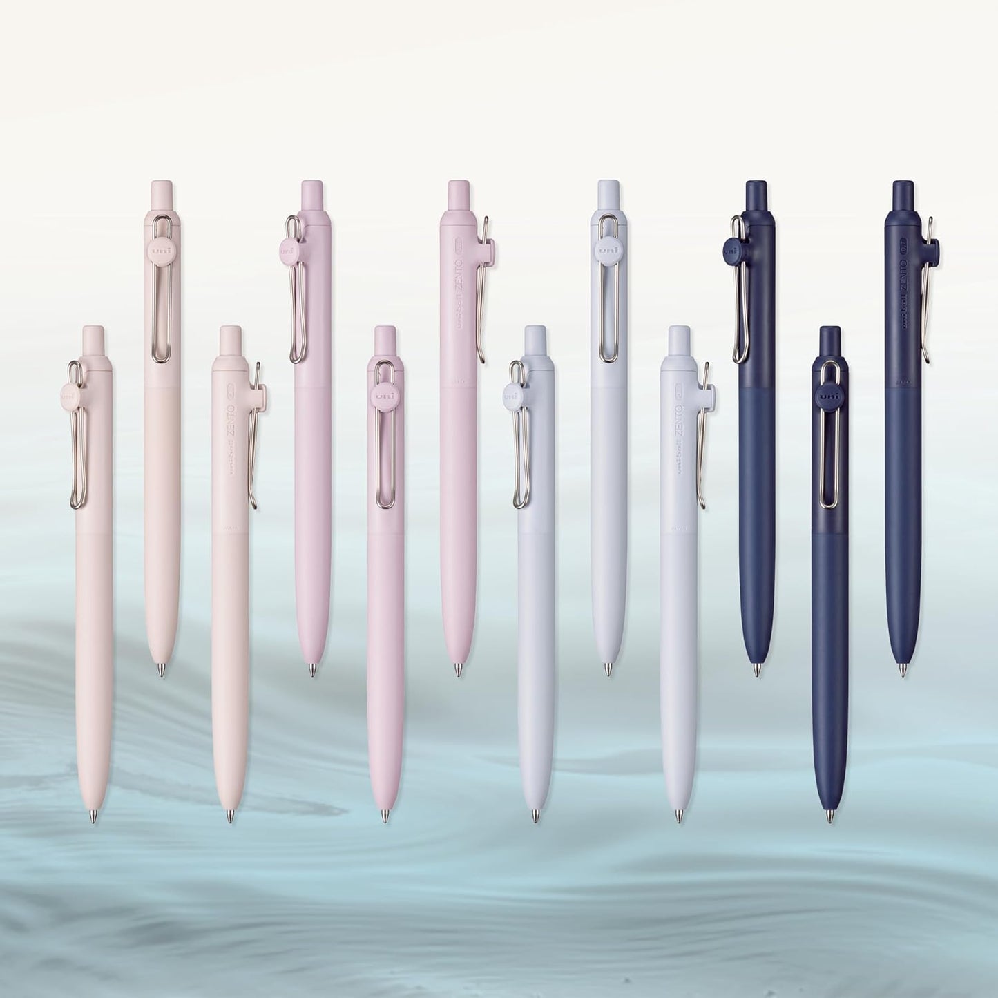 uni-ball Zento Gel Ink Rollerball Pens, 4 Black Medium Point Smooth Writing Pens, Colored Japanese Pens, Muted Colors