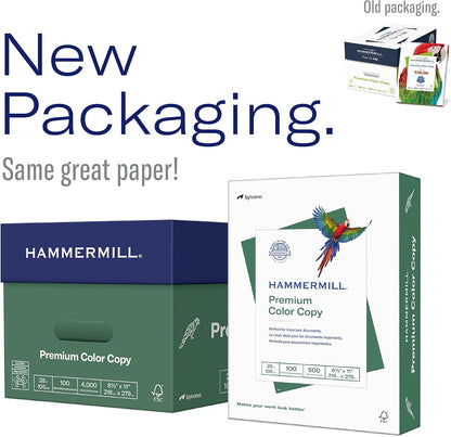 Hammermill Printer Paper, Premium Color 28 lb Copy Paper, 8.5 x 11-5 Ream (2,500 Sheets) - 100 Bright, Made in the USA, 102450C, White