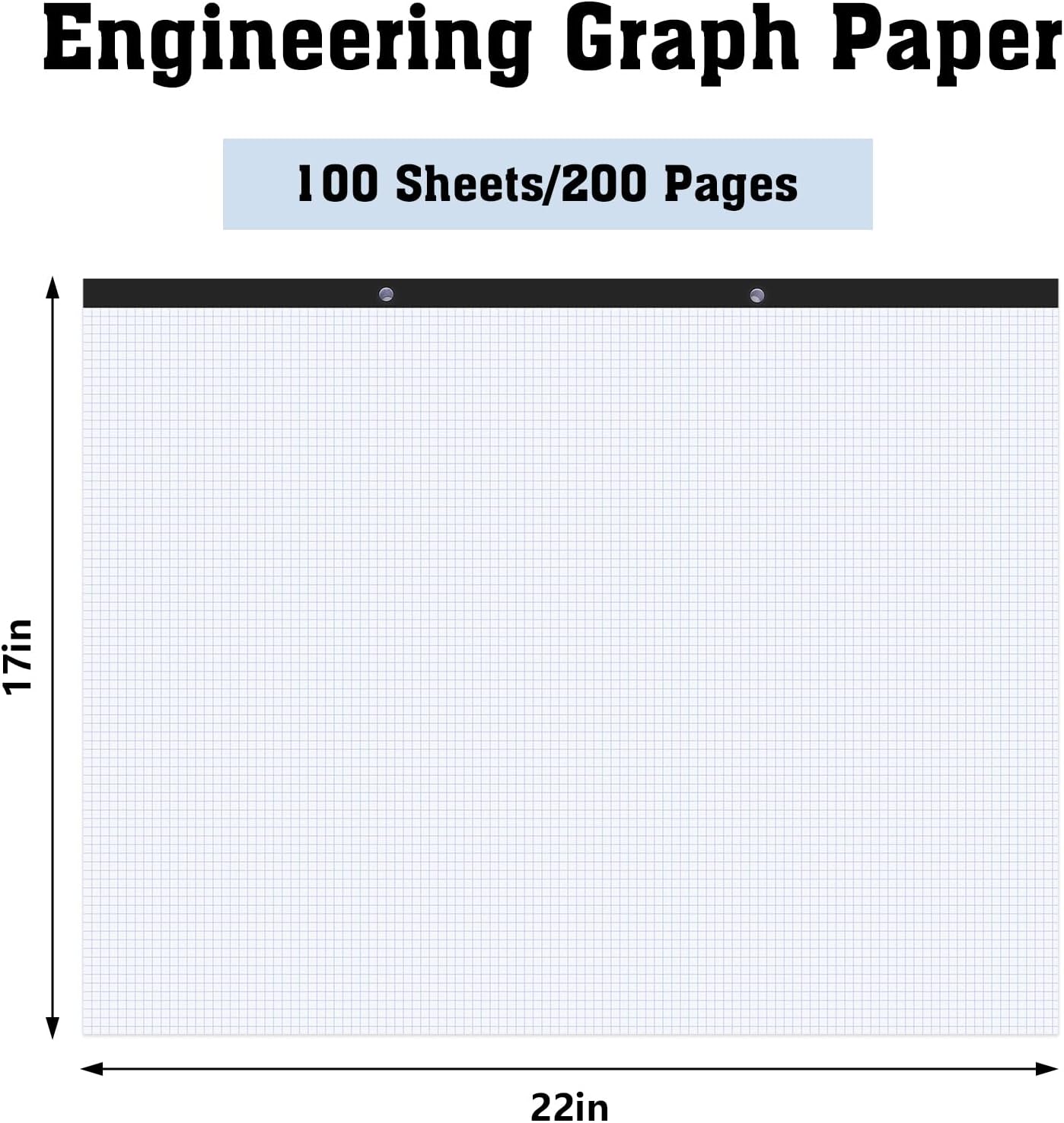 BESARME Large Engineering Graph Paper 22" x 17", 100 Sheets/200 Pages Large Graph Paper Pad Engineering Papers Drafting Papers for Engineer Architect Designer Mathematician Draftsman