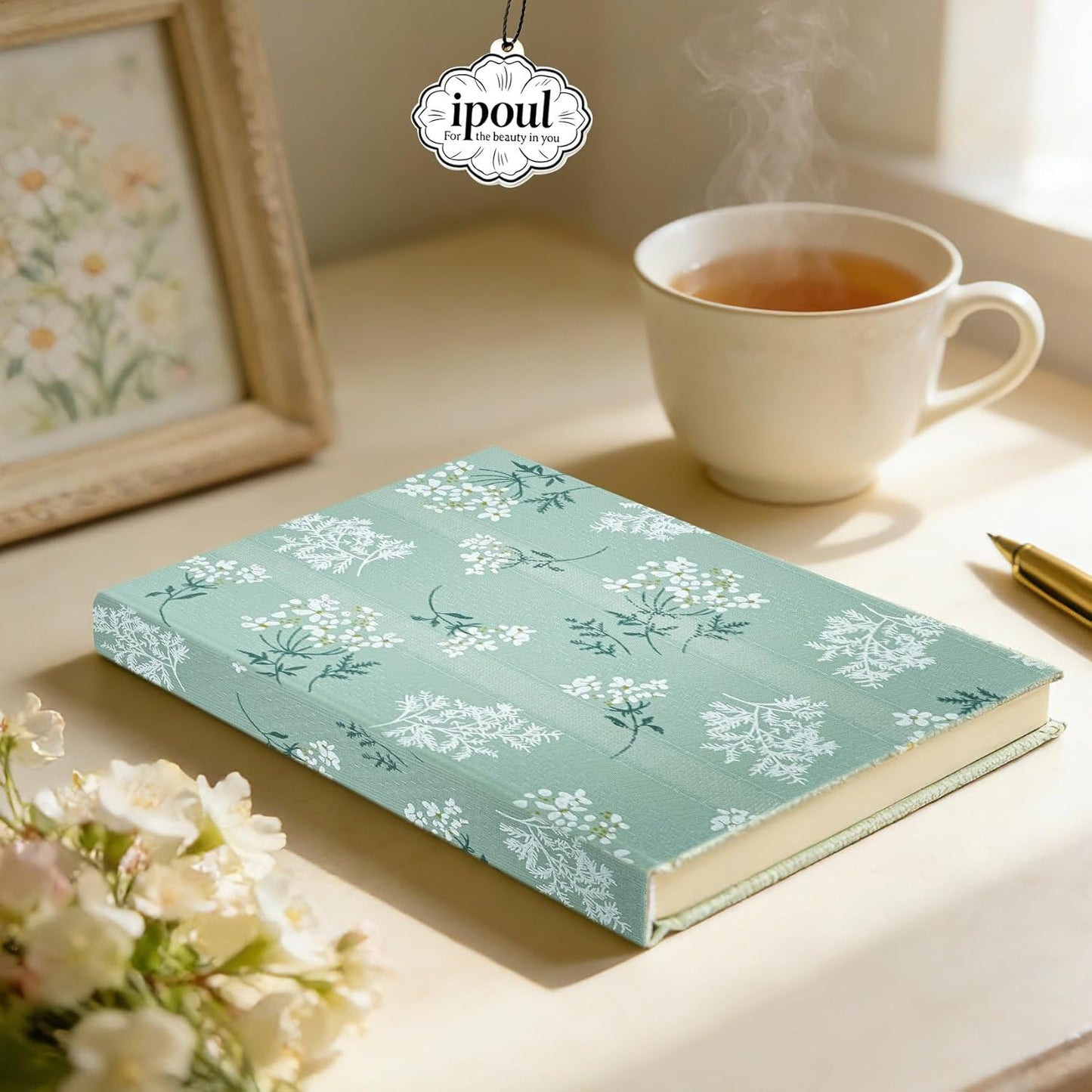 ipoul Flower Notebook, A5, 6x8, Hardcover, Lay Flat, Lined Paper, Journal for Women, Writing Notebook, Pretty, Hibiscus, Pink, Birthday Gifts for Women, Wedding Shower Gifts, Mothers Day Gift