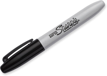 Sharpie Super Permanent Markers, Fine Point, Black, 12 Count - Quick Drying, For Classroom, Poster Boards, Office, Home, Teacher Supplies