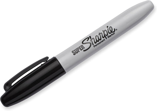 Sharpie Super Permanent Markers, Fine Point, Black, 12 Count - Quick Drying, For Classroom, Poster Boards, Office, Home, Teacher Supplies