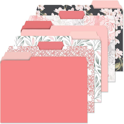 Current Floral Fun File Folders Value Pack - Bulk Set of 24, 6 Pretty Decorative Designs, 1/3 Cut Tabs, Heavy-Duty Paper Stock, Office Supplies for Home & Work, 9-½” x 11-¾” Letter Size