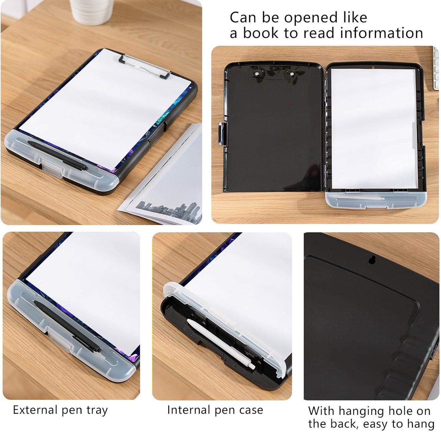 Clipboard with Storage, Heavy-Duty Side-Opening Folder with Pen Holder, Durable Plastic Nursing Clipboard for Nurses, Teachers, and Sales, Cow Prints 02