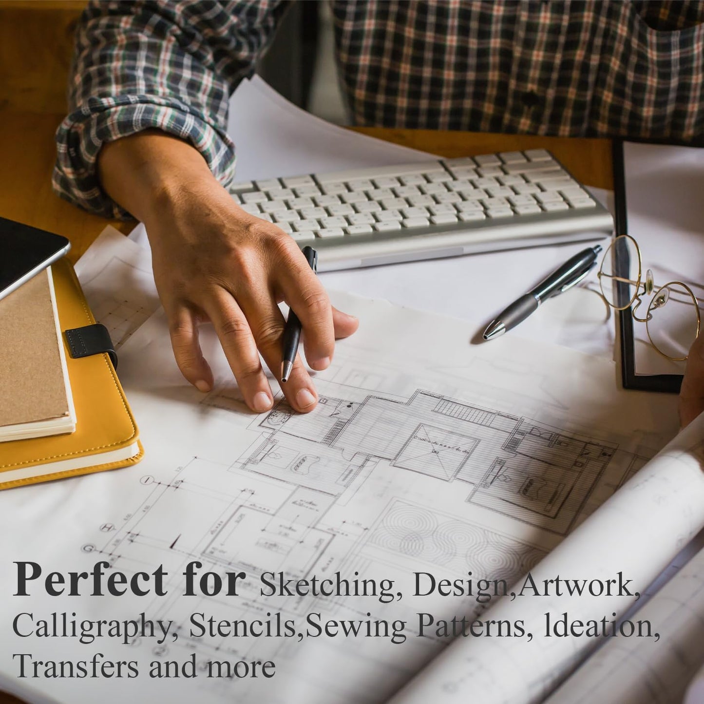 Tracing Paper for Drawing, 9 X 12'' Tracing Paper Pad, 75 Sheets Transparent Vellum Paper for Tracing Pads, 38lb/60gsm Translucent Trace Pad for Pencil Sketching, Image Tracing.