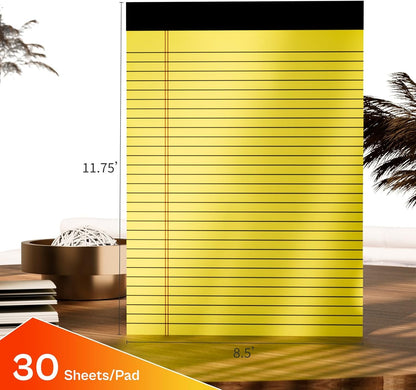 Legal Pads 8.5 x 11 College Ruled Note Pads 8.5 x 11.75 Yellow Notepad 80gsm Lined Paper Pads, 30 Sheets per Pad, 2 Pack Perforated Writing Pads Perfect for Office, Home, School
