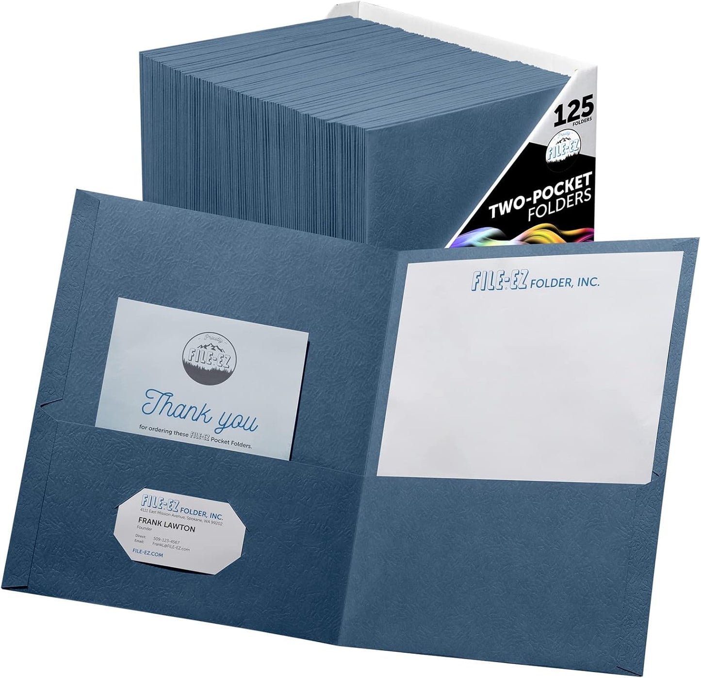FILE-EZ Two-Pocket Folders, Navy Dark Blue, 25-Pack, Textured Paper, Letter Size (EZ-32523)