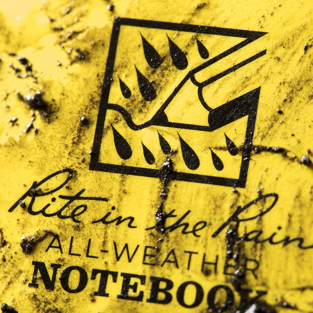 Rite in the Rain Weatherproof Top Spiral Notebook, 3" x 5", Black Cover, Universal Pattern, 3 Pack (No. 735-3X)