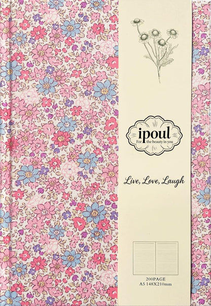 ipoul Flower Notebook, A5, 6x8, Hardcover, Lay Flat, Lined Paper, Journal for Women, Writing Notebook, Pretty, Hibiscus, Pink, Birthday Gifts for Women, Wedding Shower Gifts, Mothers Day Gift