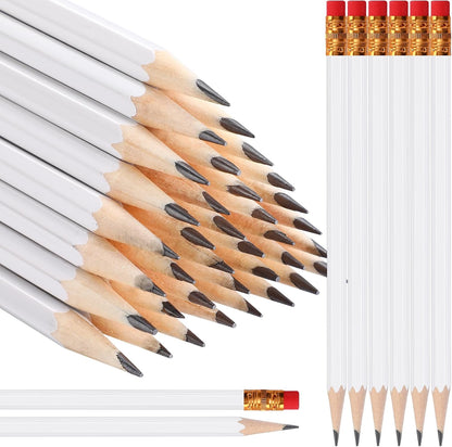 TecUnite 60 Pcs HB Pencils #2 Unsharpened Wood Cased Pencils with Eraser Hexagonal Pencil Cute Graphite No 2 Pen for Adults Gifts Exam School Office Sketching Learning (Wood Color, Silver)