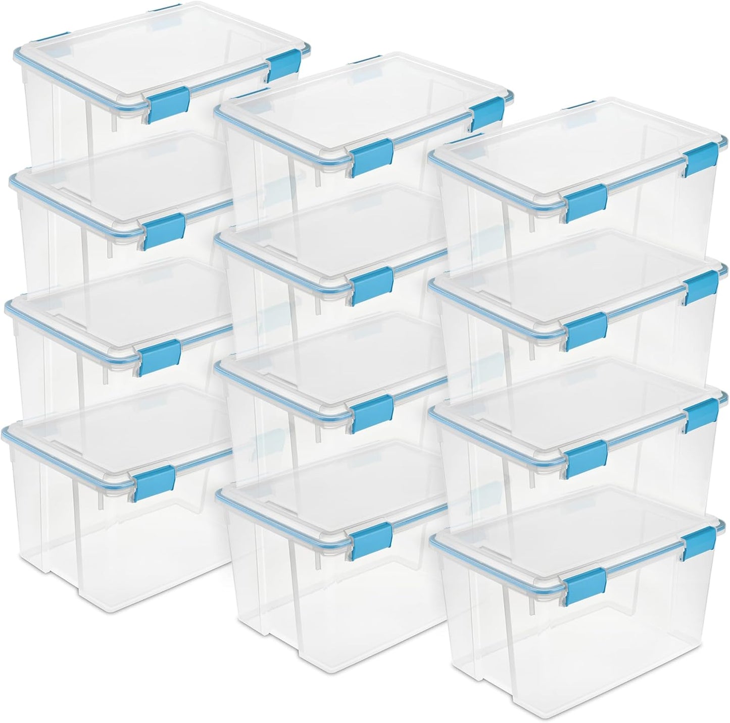 Sterilite 4-Pack Gasket Box, Weather-Resistant Storage Bins with Latching Lids, 32 Quart - Heavy-Duty Organizing Containers for Closet, Bathroom, and Office