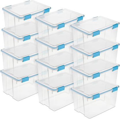 Sterilite 4-Pack Gasket Box, Weather-Resistant Storage Bins with Latching Lids, 32 Quart - Heavy-Duty Organizing Containers for Closet, Bathroom, and Office