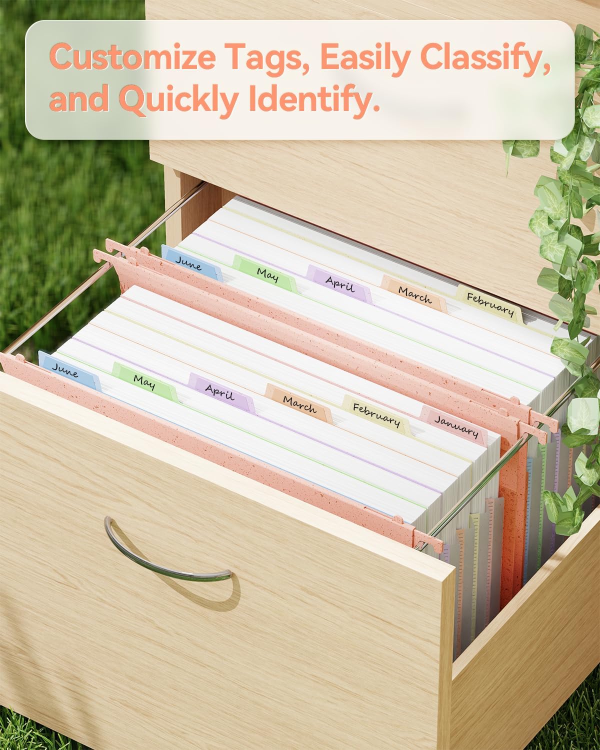 ANSOOK Wheat Straw Expandable Hanging File Folders Legal Size,7 Pockets 1.2" Accordion File Organizer,3 Pack Filing Cabinet Folders with Hooks,Large Capacity File Folder with Tabs,Hang File for Frame