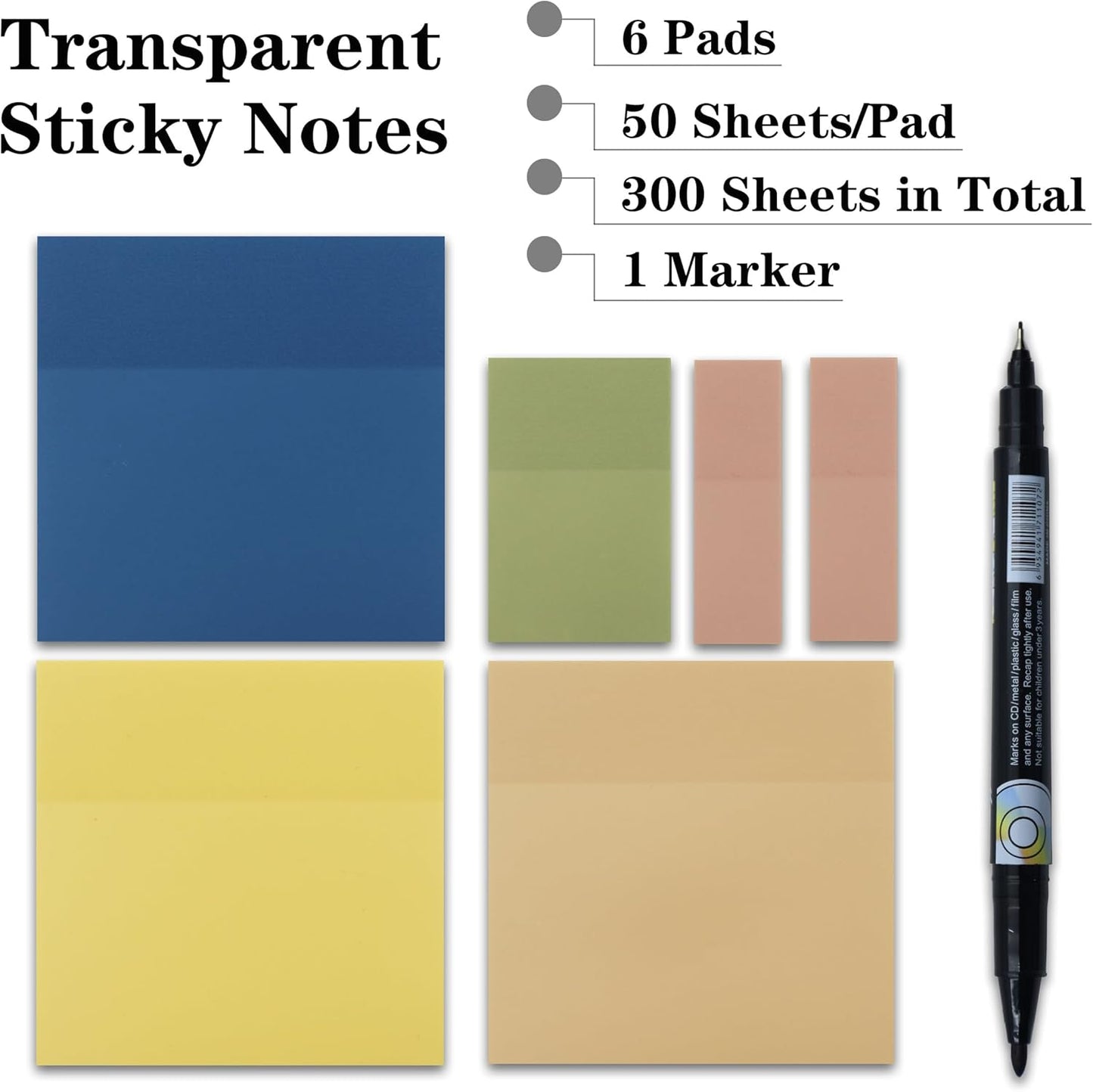 YOUDEFUL 1600pcs Translucent Sticky Note Tabs, Morandi Page Markers for Annotating Books,Repositionable Book Flags Tabs Strip with Binders, Clear Sticky Notes,Page Tabs,Index Tabs