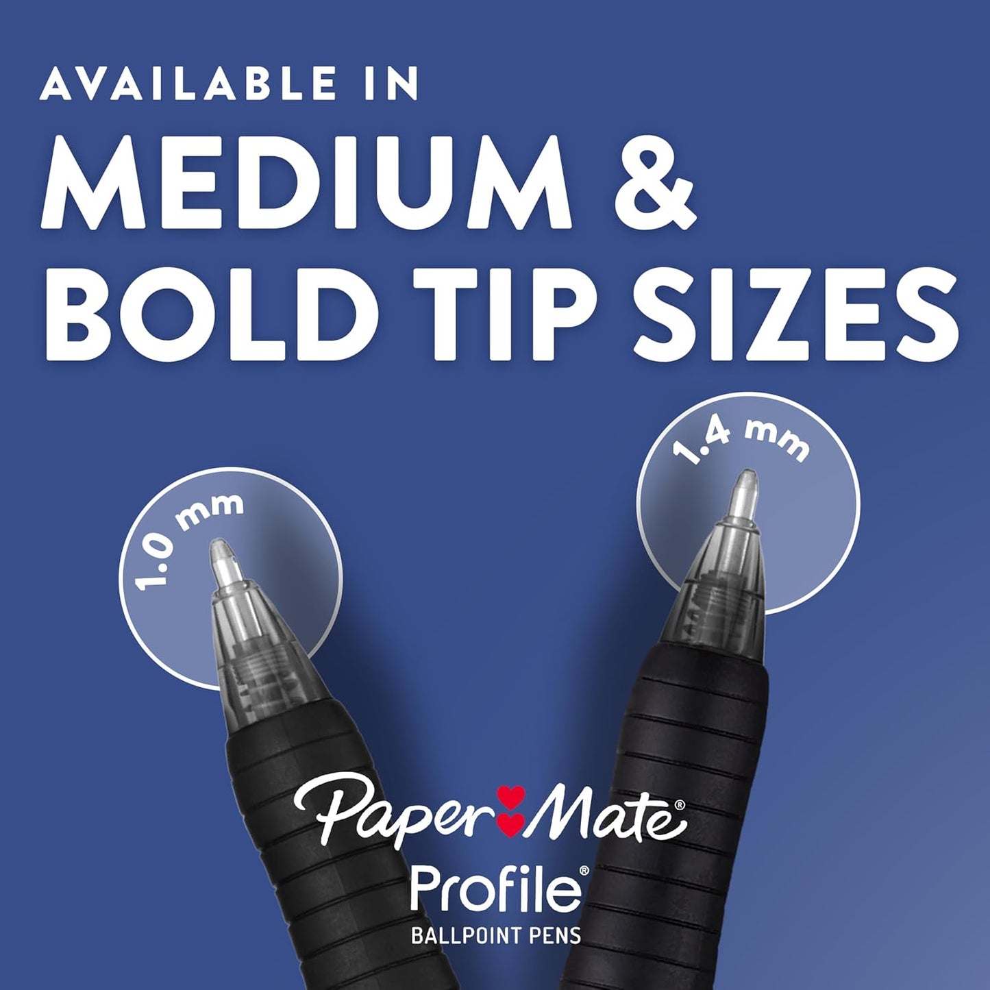 Paper Mate Profile Ballpoint Pens, Retractable, Medium Point (1.0mm), Blue Ink, 36 Count - Comfort Grip, Bulk Pack, Home, Office, Teacher Supplies