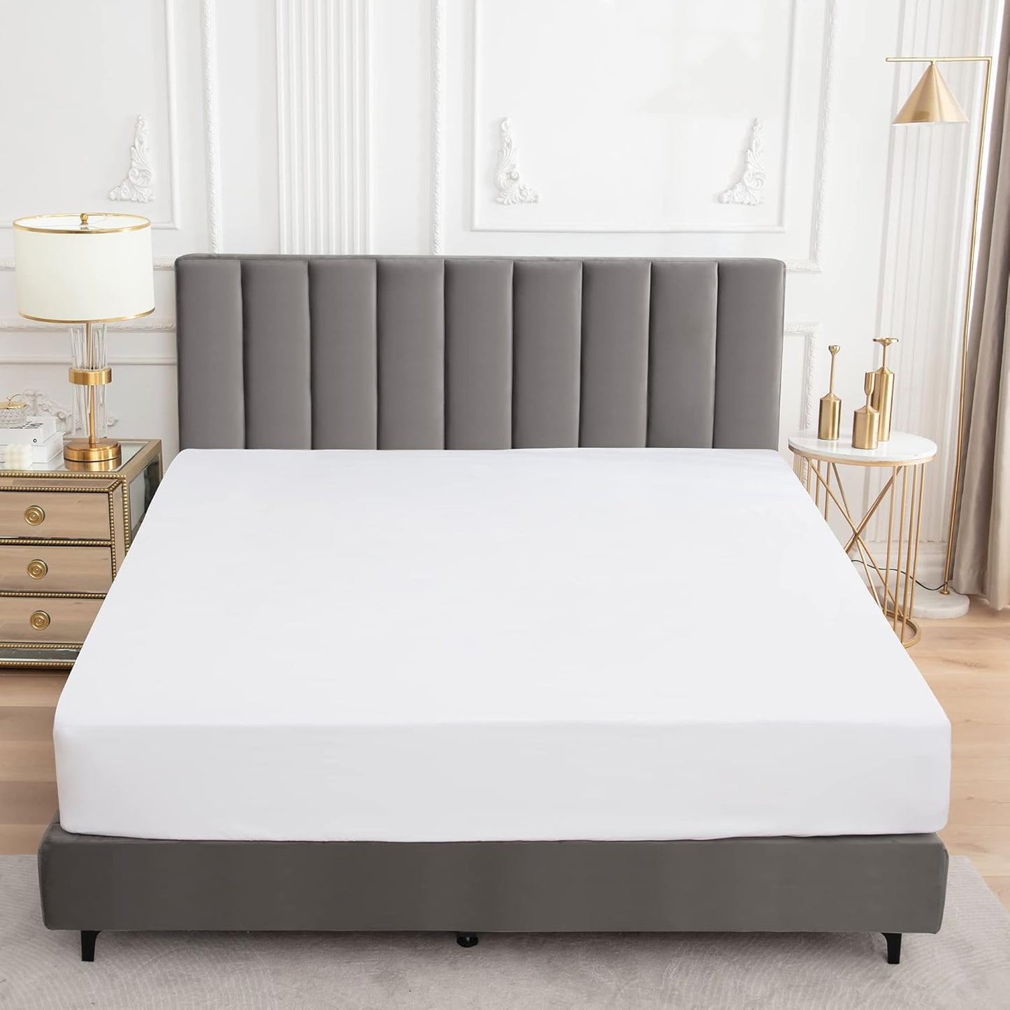 Sufdari Mattress Protector,Waterproof 18" Deep Pocket Mattress Cover Fitted Sheet Style with Elastic Rubber Band,Washable and Easy Care-Black,Queen